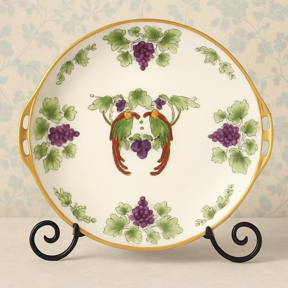 Hand Painted Japan Parrot Plate - Vintage Decorative Porcelain with Gold Trim